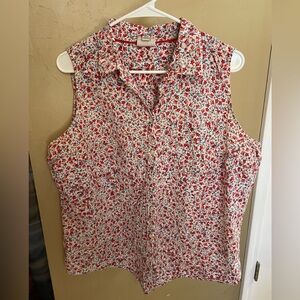 Women’s St John’s Bay collared flowered short sleeve summer top XXL